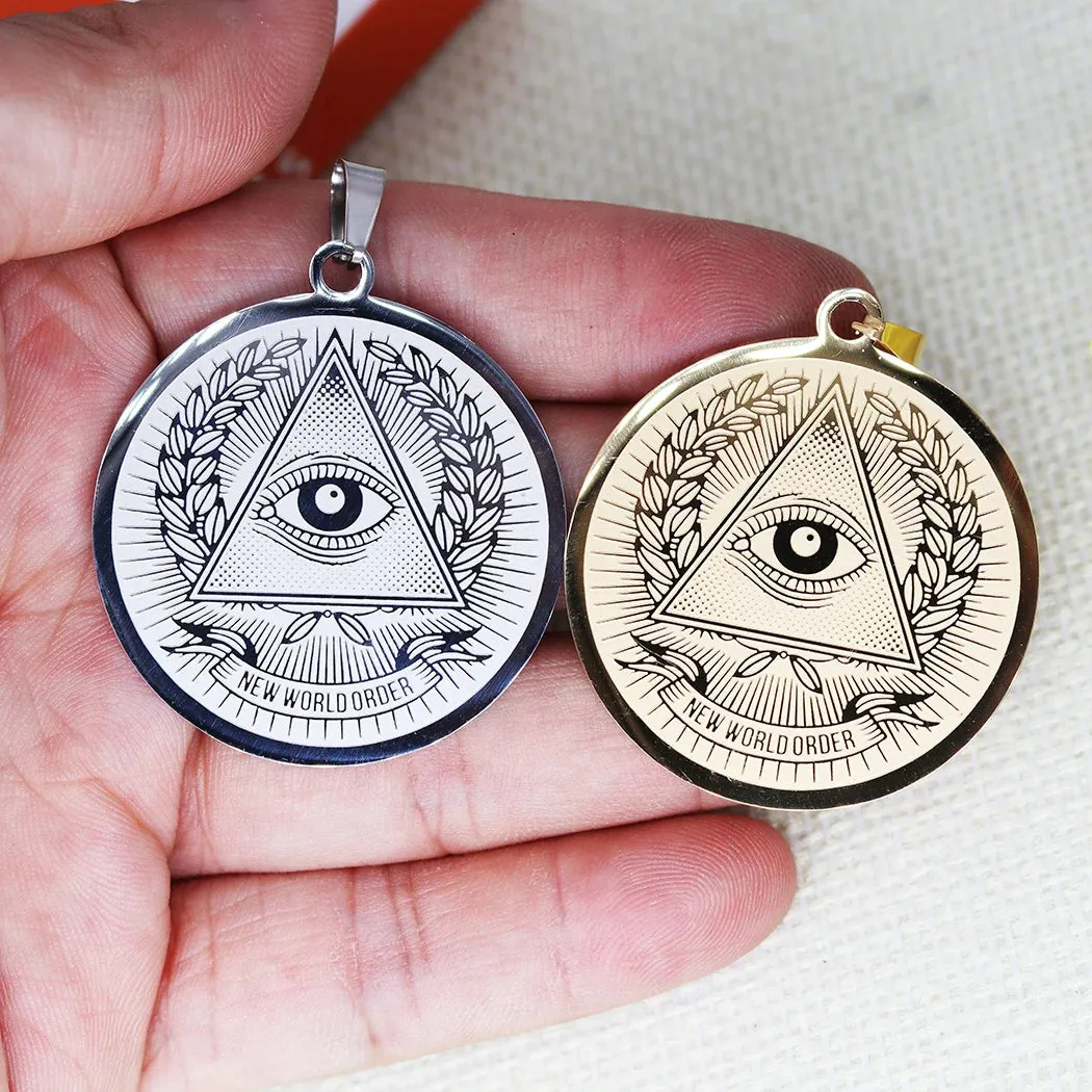 Eye Of Providence Pendant - Silver & Gold Plated Stainless Steel 2 Pieces