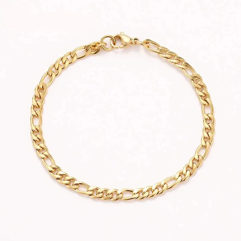 Figaro Style Stainless Steel Chain Bracelets For Men Women Gold Silver Color Classic Jewelry
