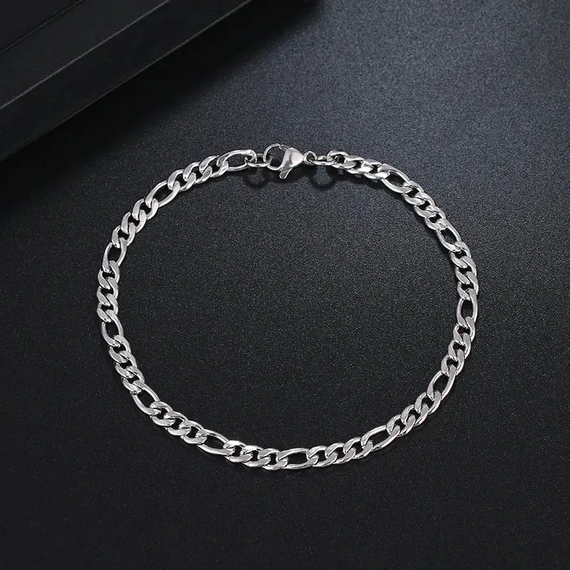 Figaro Style Stainless Steel Chain Bracelets For Men Women Gold Silver Color Classic Jewelry