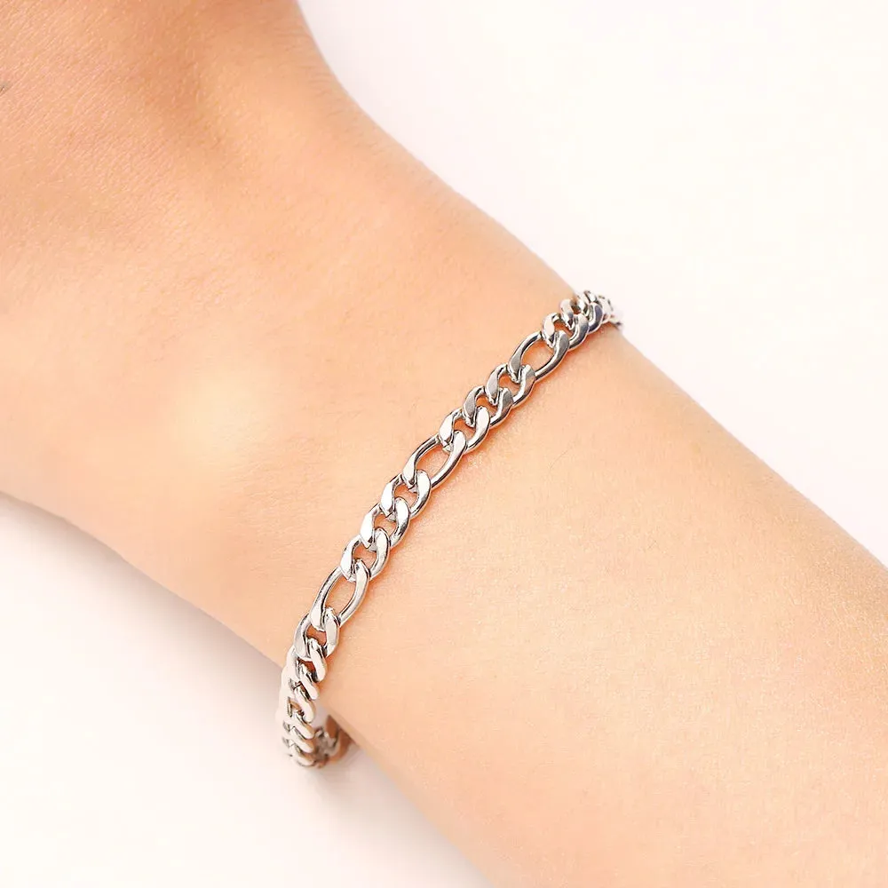 Figaro Style Stainless Steel Chain Bracelets For Men Women Gold Silver Color Classic Jewelry