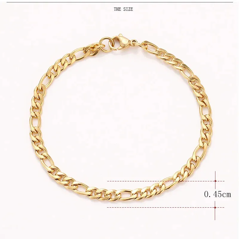 Figaro Style Stainless Steel Chain Bracelets For Men Women Gold Silver Color Classic Jewelry