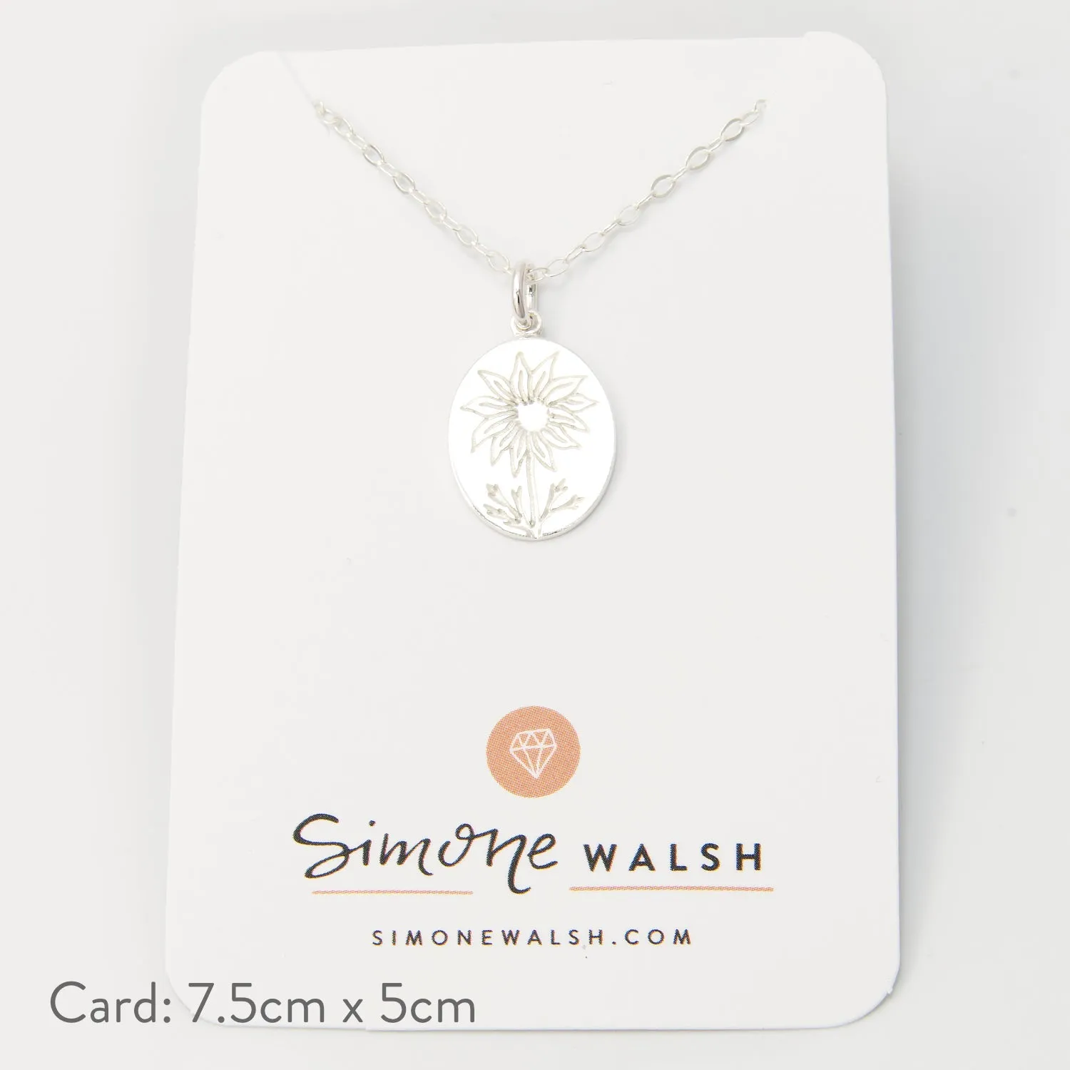 Flannel Flower Oval Silver Pendant Necklace