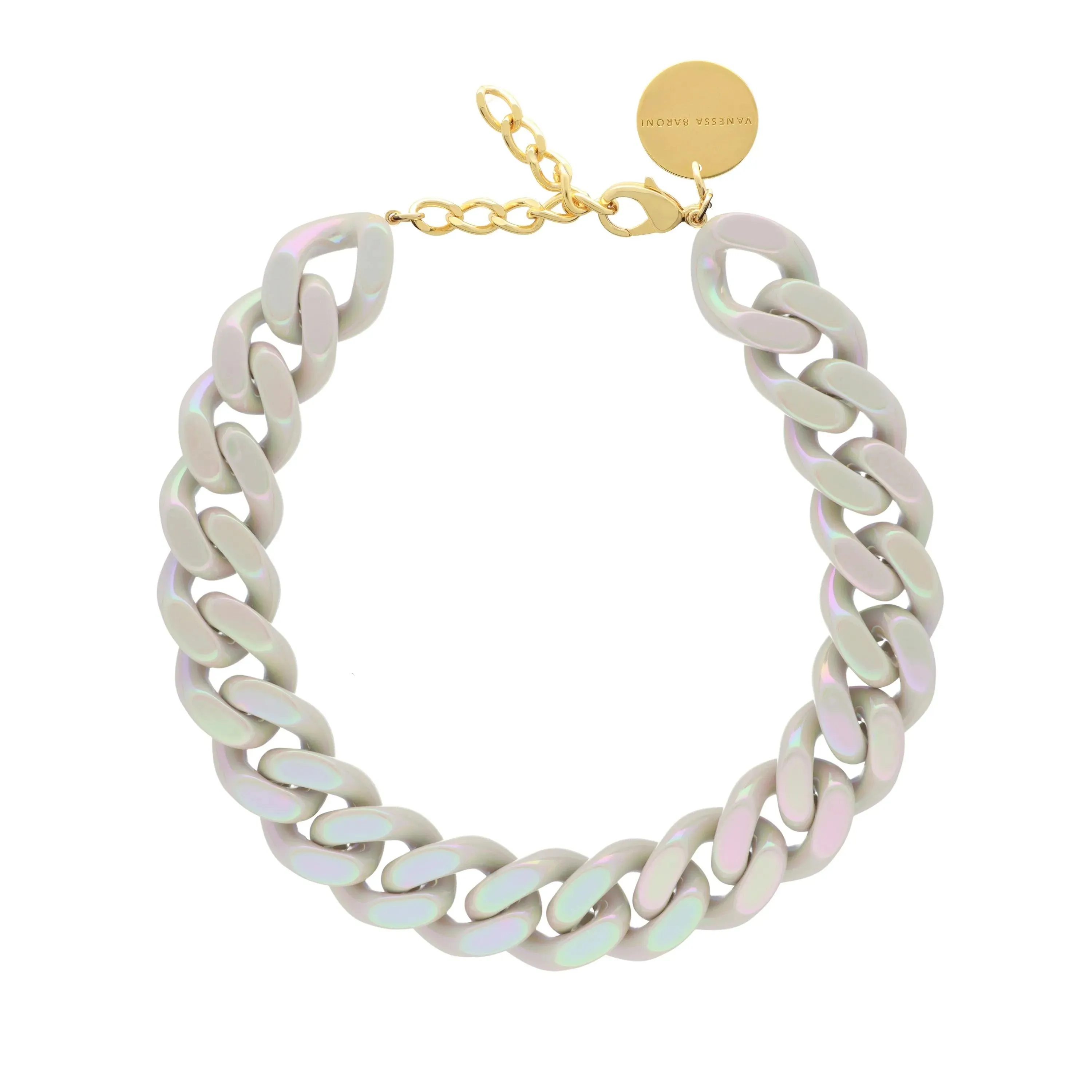 Flat Chain Necklace | Snow Green Marble