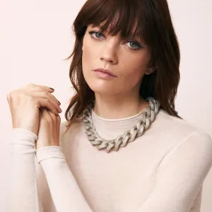 Flat Chain Necklace | Snow Green Marble