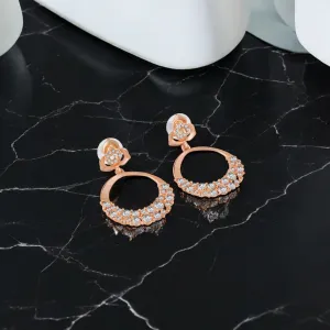 Floral Dangler Crystal Studded Earring Pair