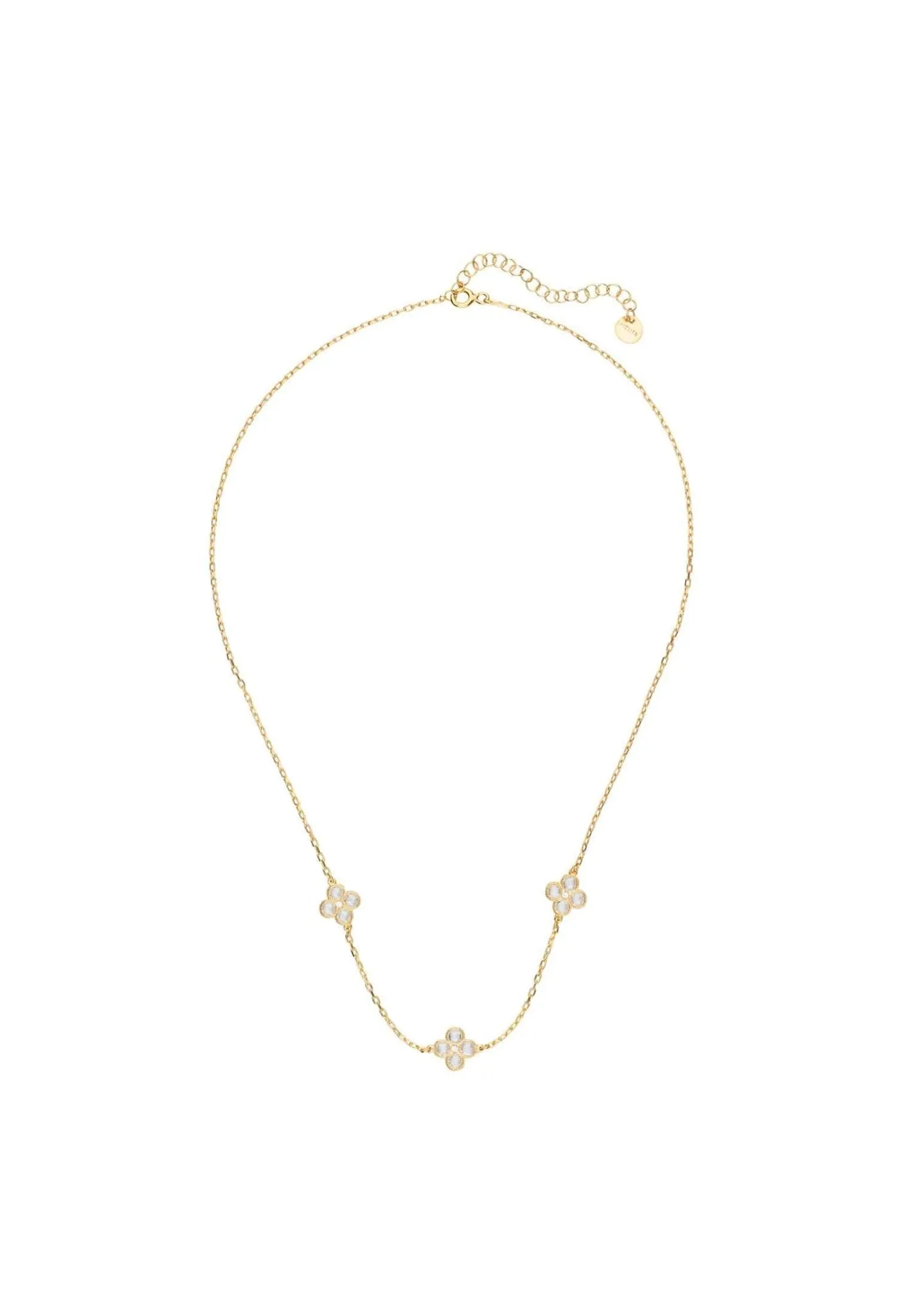 Flower Clover Triple Choker Necklace Dipped in Gold