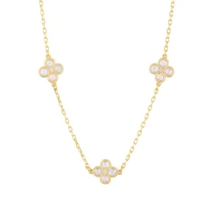 Flower Clover Triple Choker Necklace Dipped in Gold