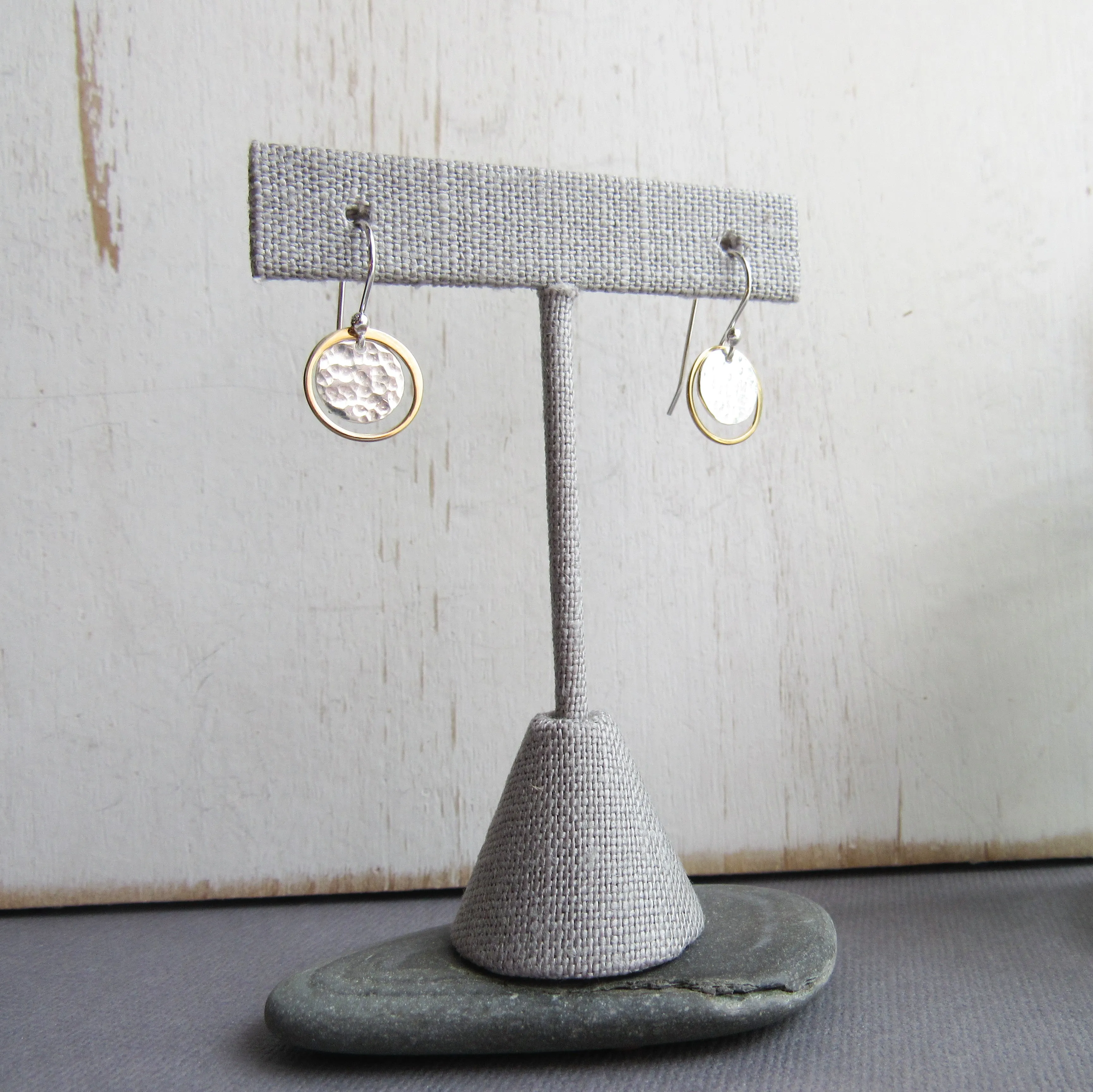 Full Moon Gold and Sterling Silver Earrings