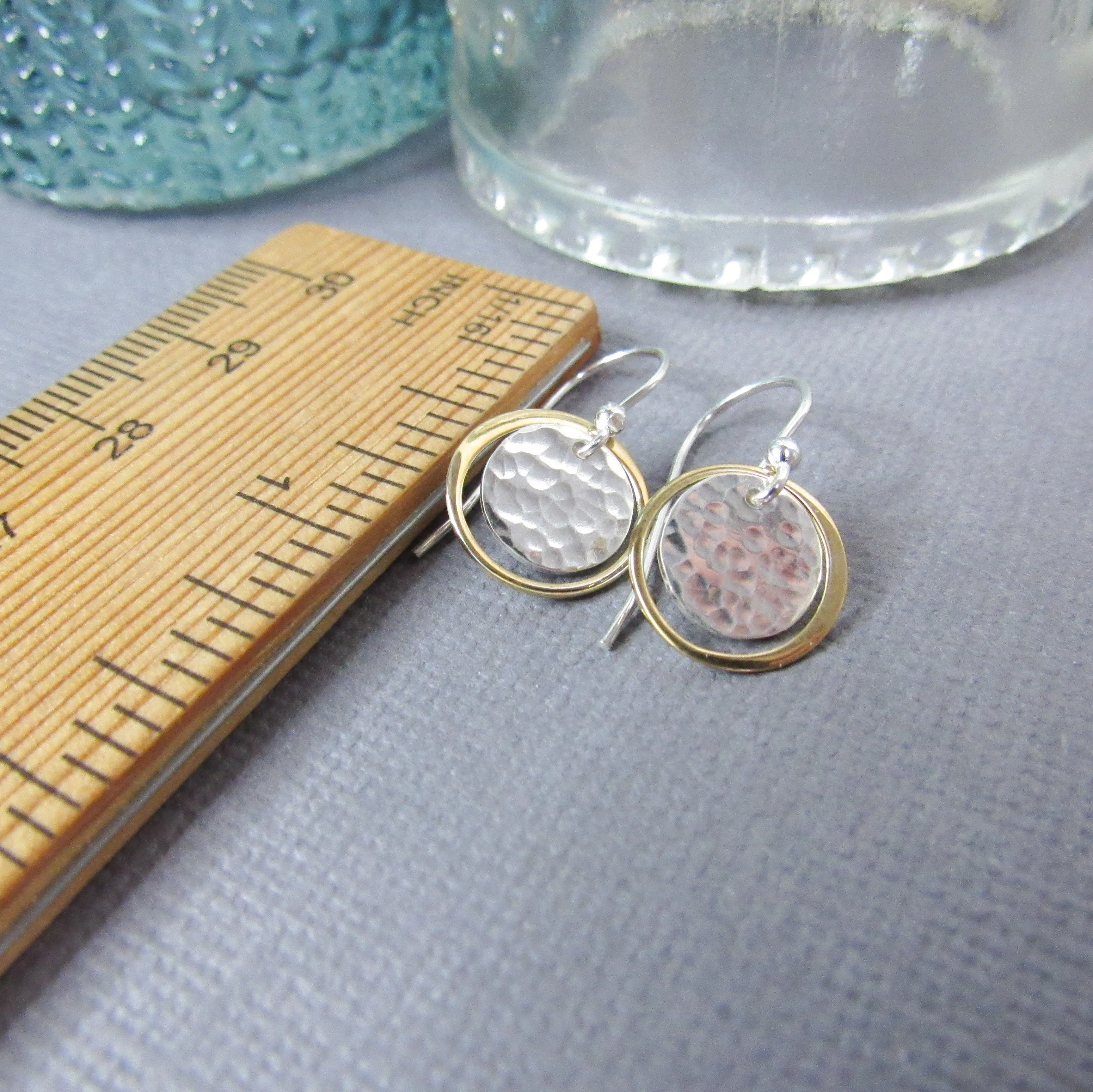 Full Moon Gold and Sterling Silver Earrings