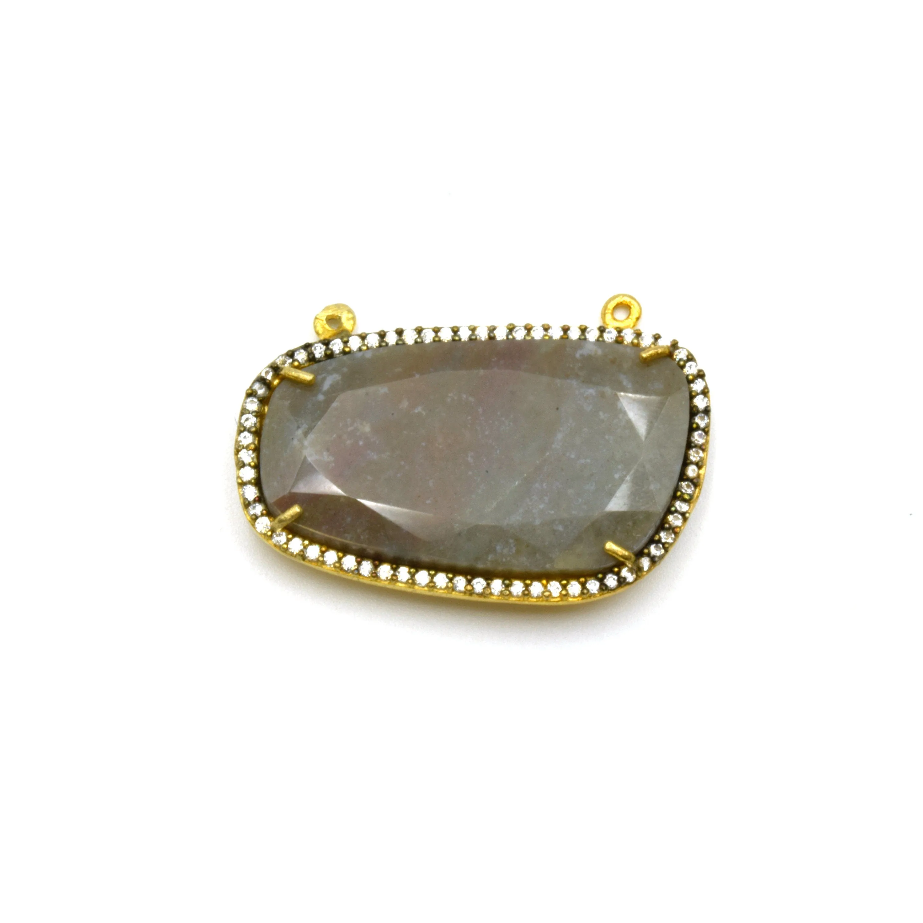 Gemstone and Cubic Zirconia Bezel Pendant - 36mm