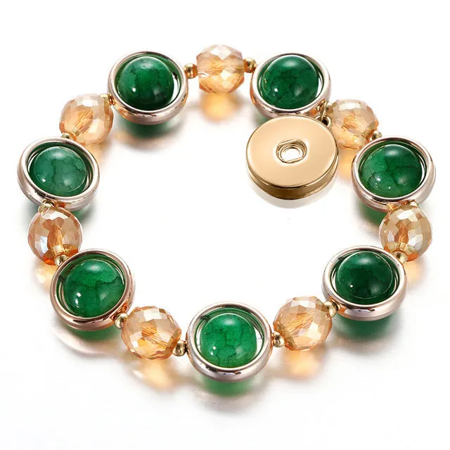 Glass Beads Elastic Snap Bracelet Golden