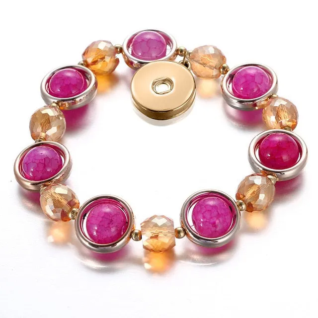 Glass Beads Elastic Snap Bracelet Golden