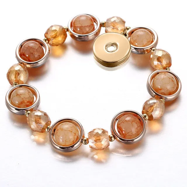 Glass Beads Elastic Snap Bracelet Golden