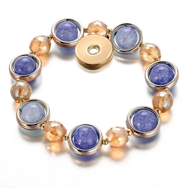 Glass Beads Elastic Snap Bracelet Golden