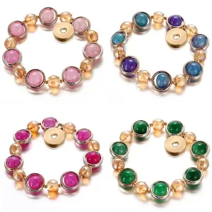 Glass Beads Elastic Snap Bracelet Golden