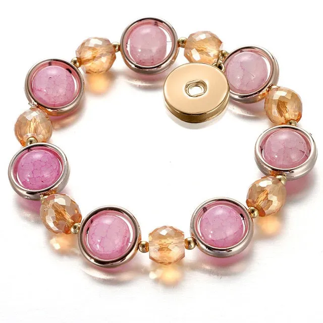 Glass Beads Elastic Snap Bracelet Golden