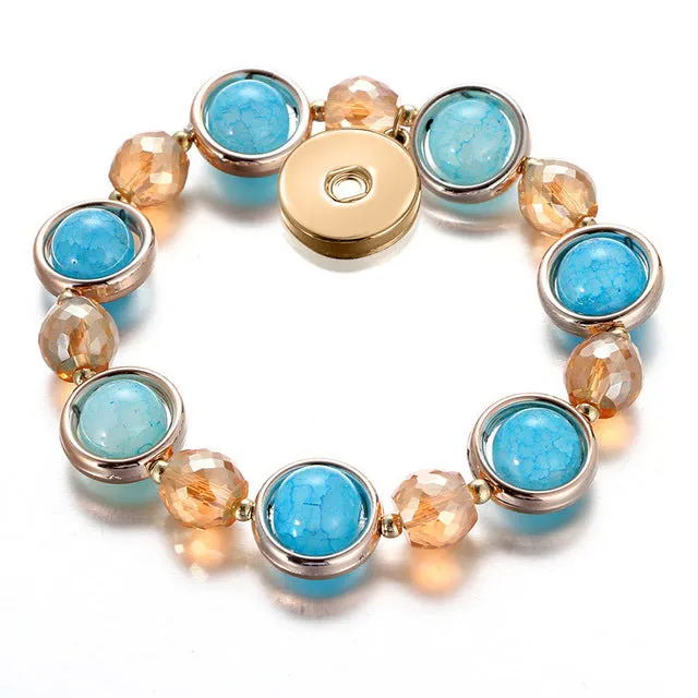 Glass Beads Elastic Snap Bracelet Golden