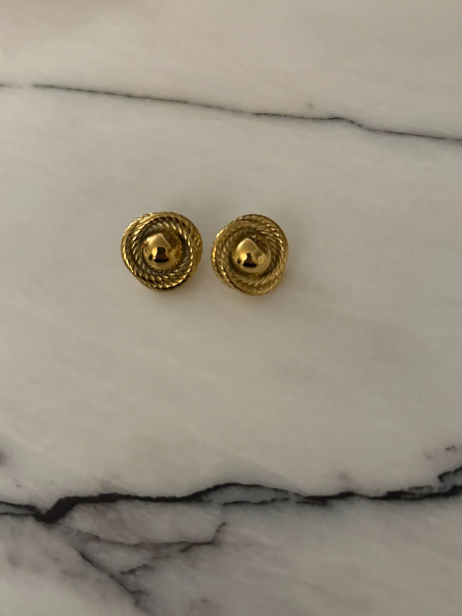 Gold Button Earrings