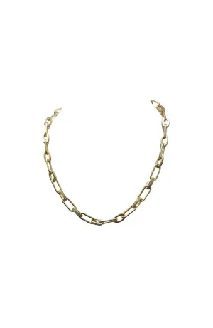Gold CZ Link Chain Necklace