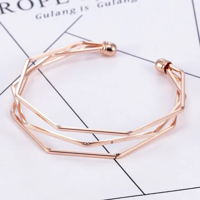 Gold Metal Alloy Arrow Link Chain Twist Bangle For Women
