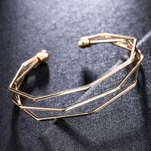 Gold Metal Alloy Arrow Link Chain Twist Bangle For Women