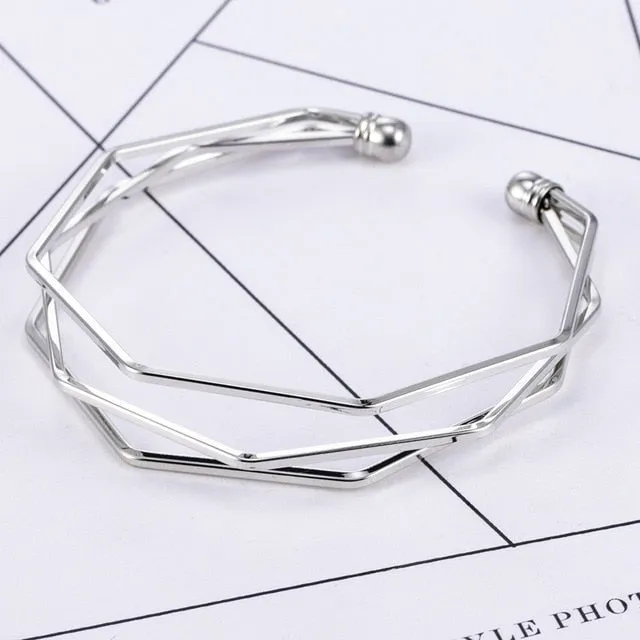 Gold Metal Alloy Arrow Link Chain Twist Bangle For Women