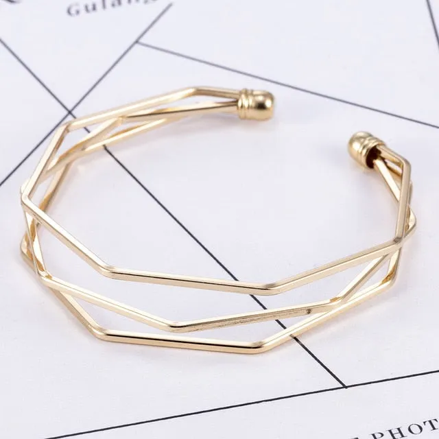 Gold Metal Alloy Arrow Link Chain Twist Bangle For Women