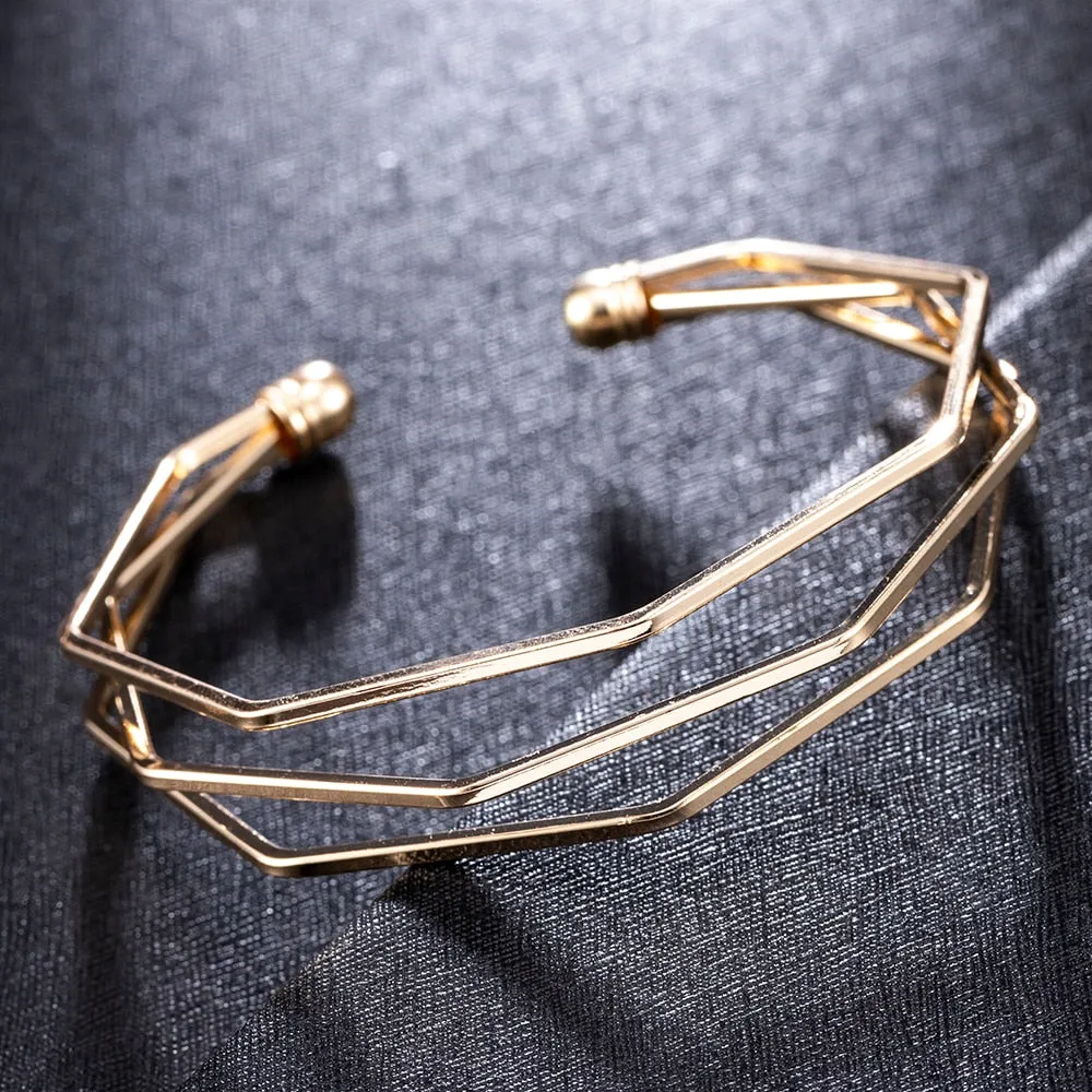 Gold Metal Alloy Arrow Link Chain Twist Bangle For Women