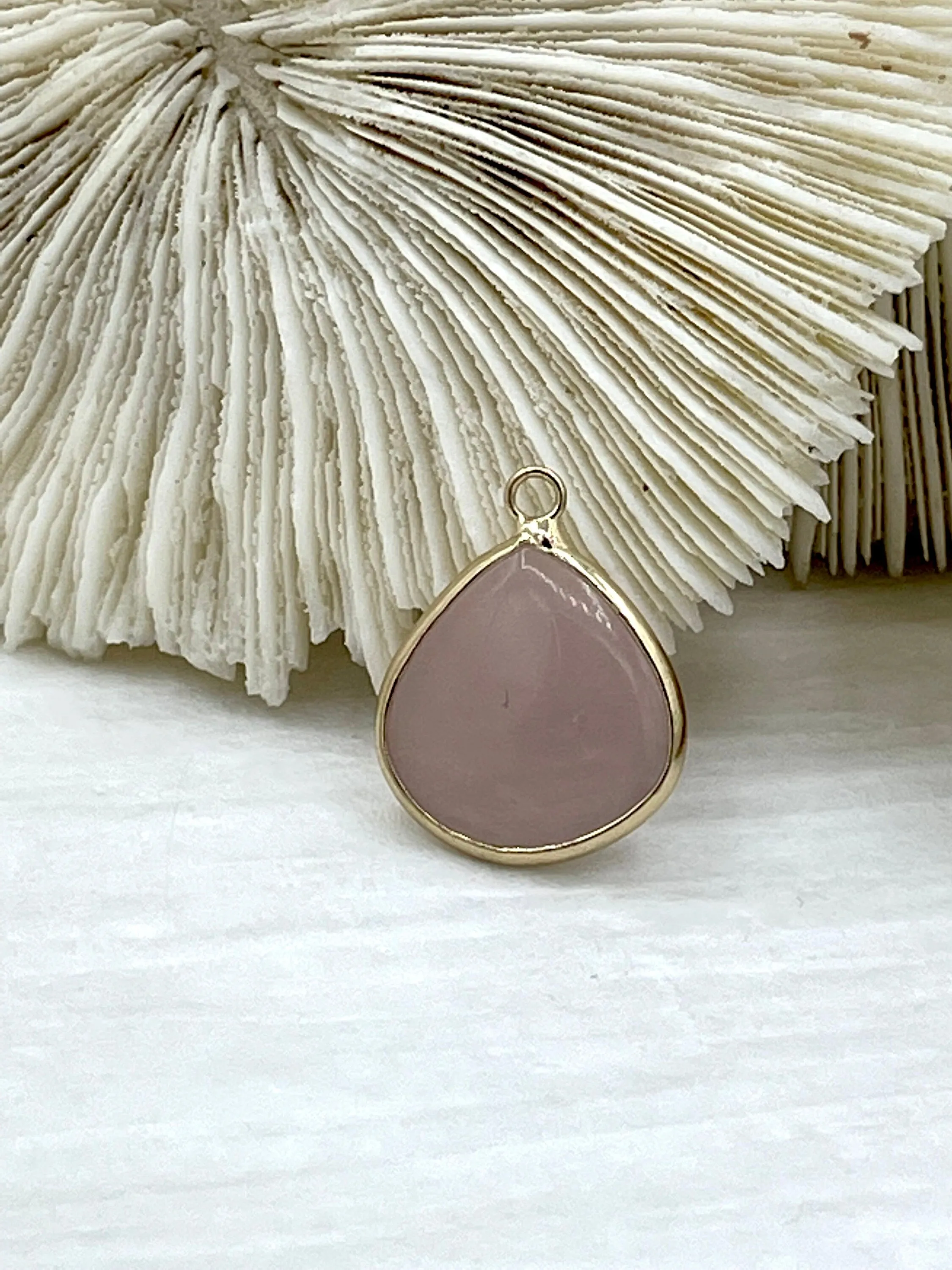 Gold Over Brass Soldered Natural Pink or Purple Quartz Drop Pendant with, 5 Styles Semi-Precious Gemstones Sold by the Piece.  Fast Ship