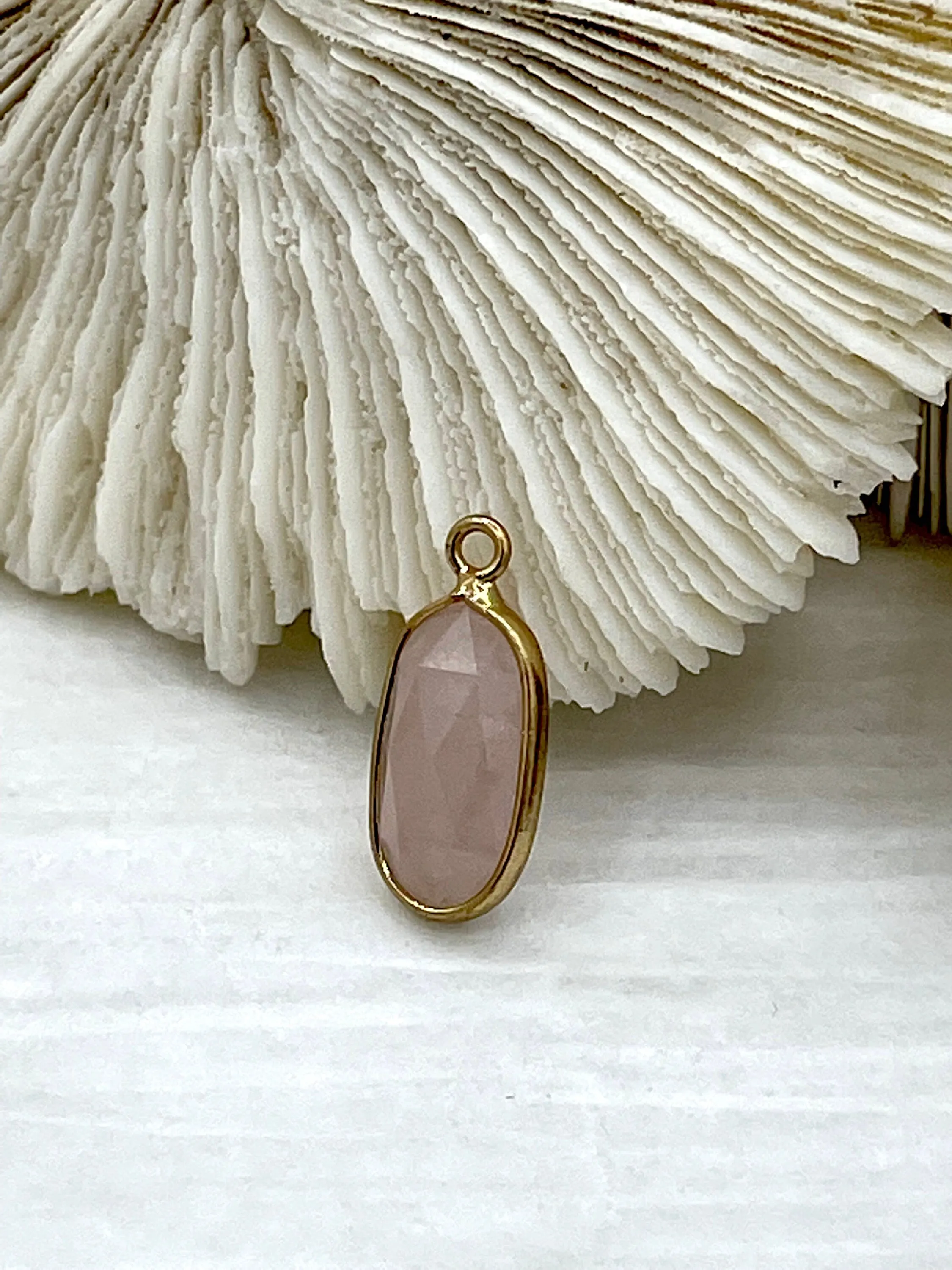 Gold Over Brass Soldered Natural Pink or Purple Quartz Drop Pendant with, 5 Styles Semi-Precious Gemstones Sold by the Piece.  Fast Ship