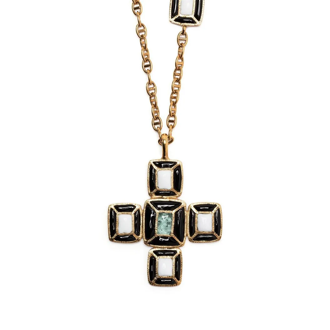Gripoix Cross Long Necklace