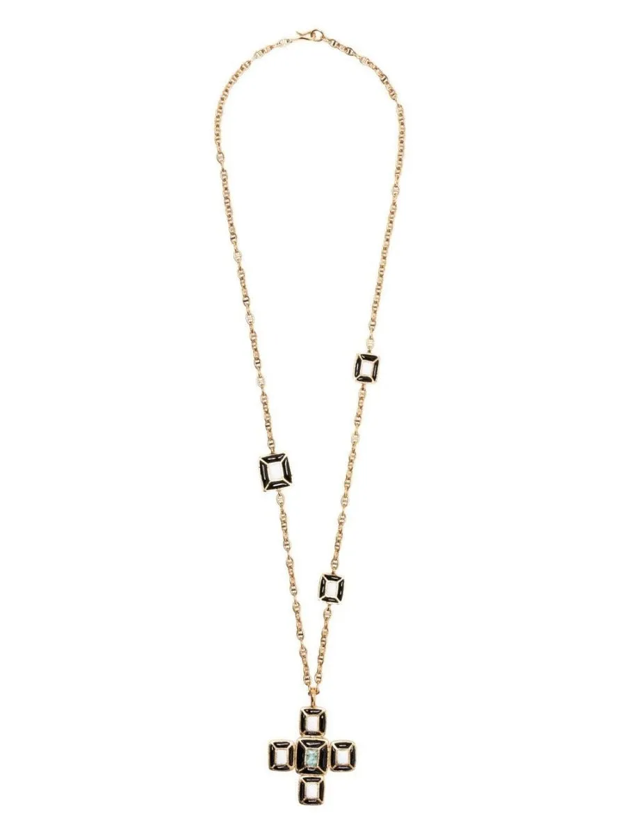 Gripoix Cross Long Necklace