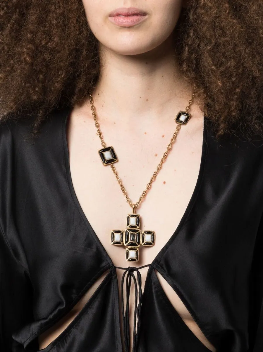 Gripoix Cross Long Necklace