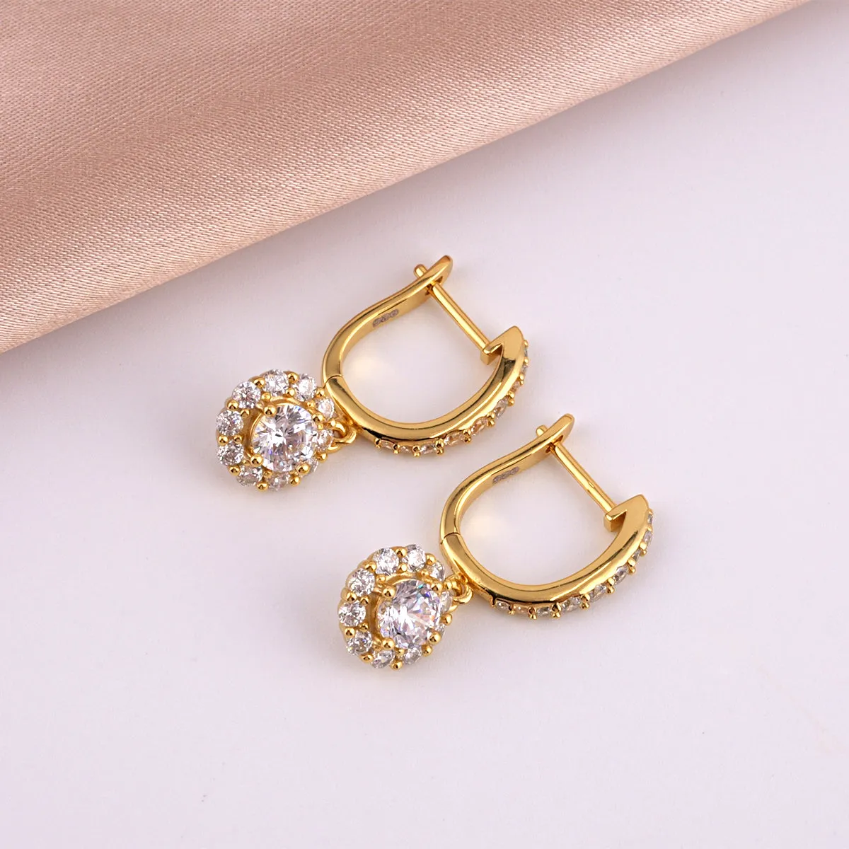 Halo Dangling Earrings- Sterling Silver