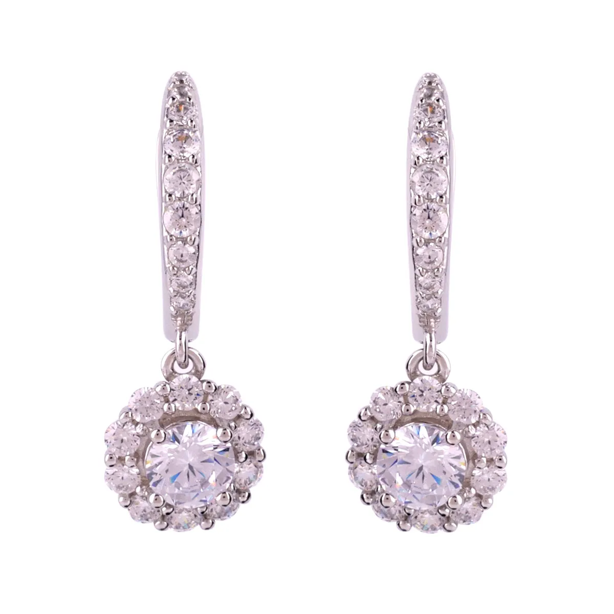 Halo Dangling Earrings- Sterling Silver