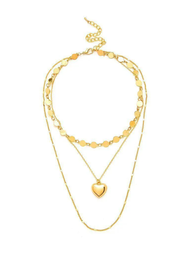 Heart & Sequin Detail Pendant Necklace