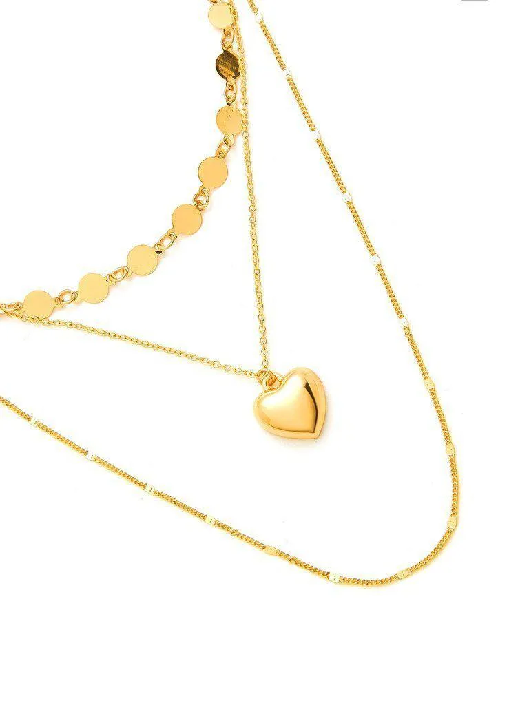 Heart & Sequin Detail Pendant Necklace