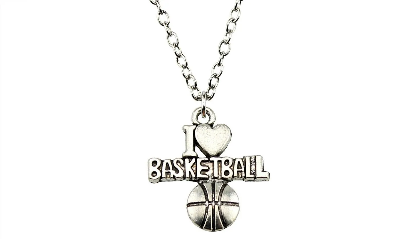 I Heart Basketball Pendant Necklace For Women