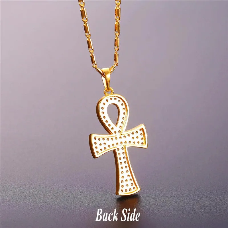 Key of the Nile Pendants Gold/Silver Zirconia Crystal Jewelry