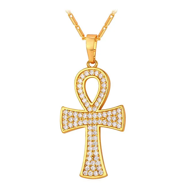 Key of the Nile Pendants Gold/Silver Zirconia Crystal Jewelry