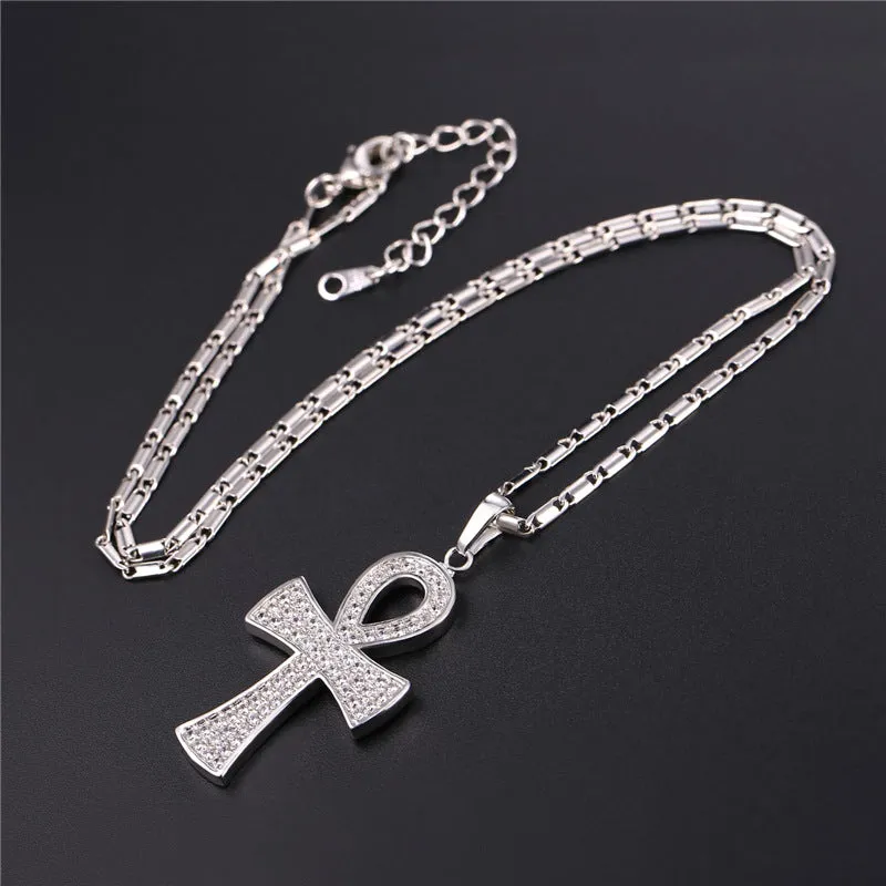 Key of the Nile Pendants Gold/Silver Zirconia Crystal Jewelry
