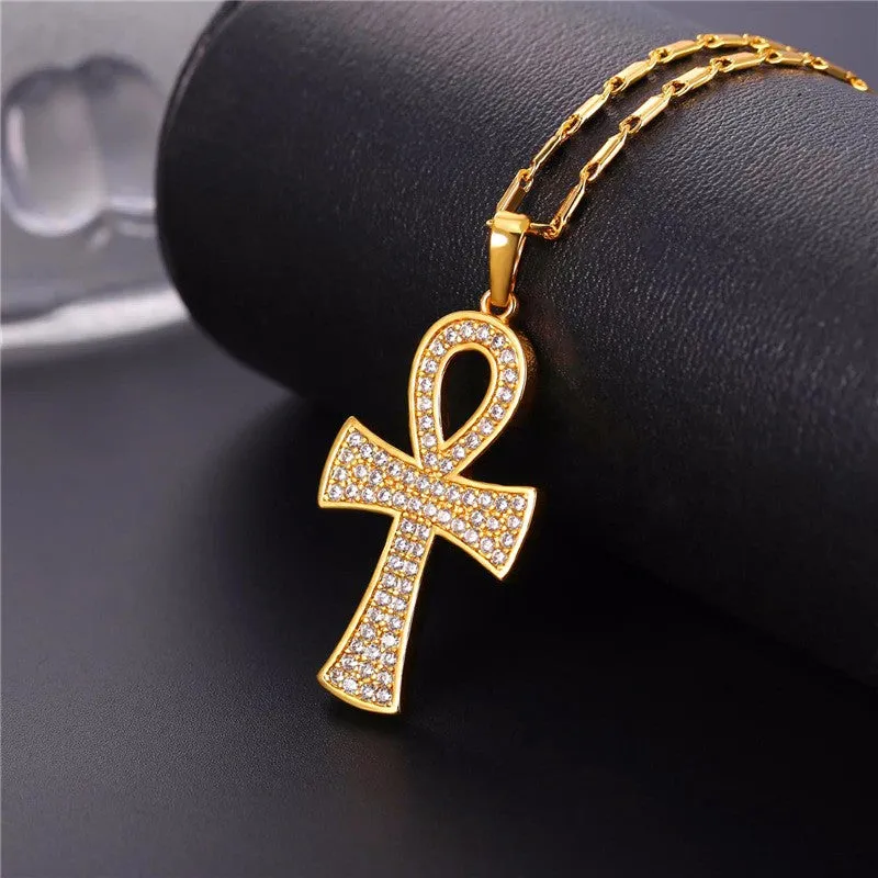 Key of the Nile Pendants Gold/Silver Zirconia Crystal Jewelry