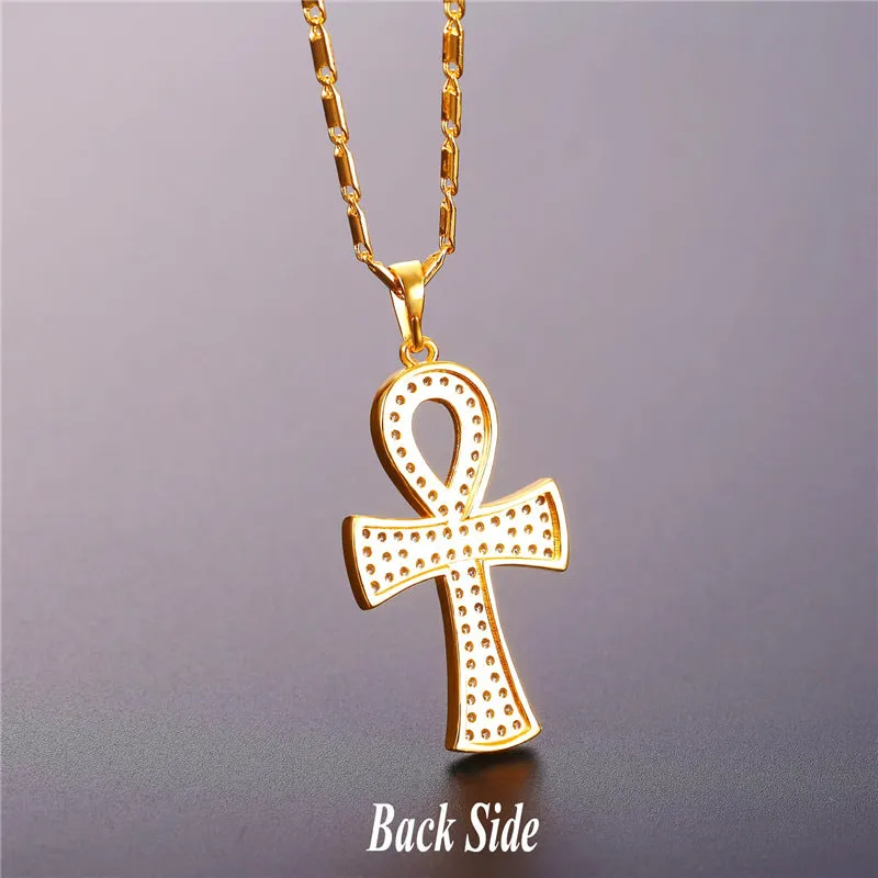 Key of the Nile Pendants Gold/Silver Zirconia Crystal Jewelry