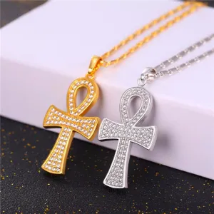 Key of the Nile Pendants Gold/Silver Zirconia Crystal Jewelry