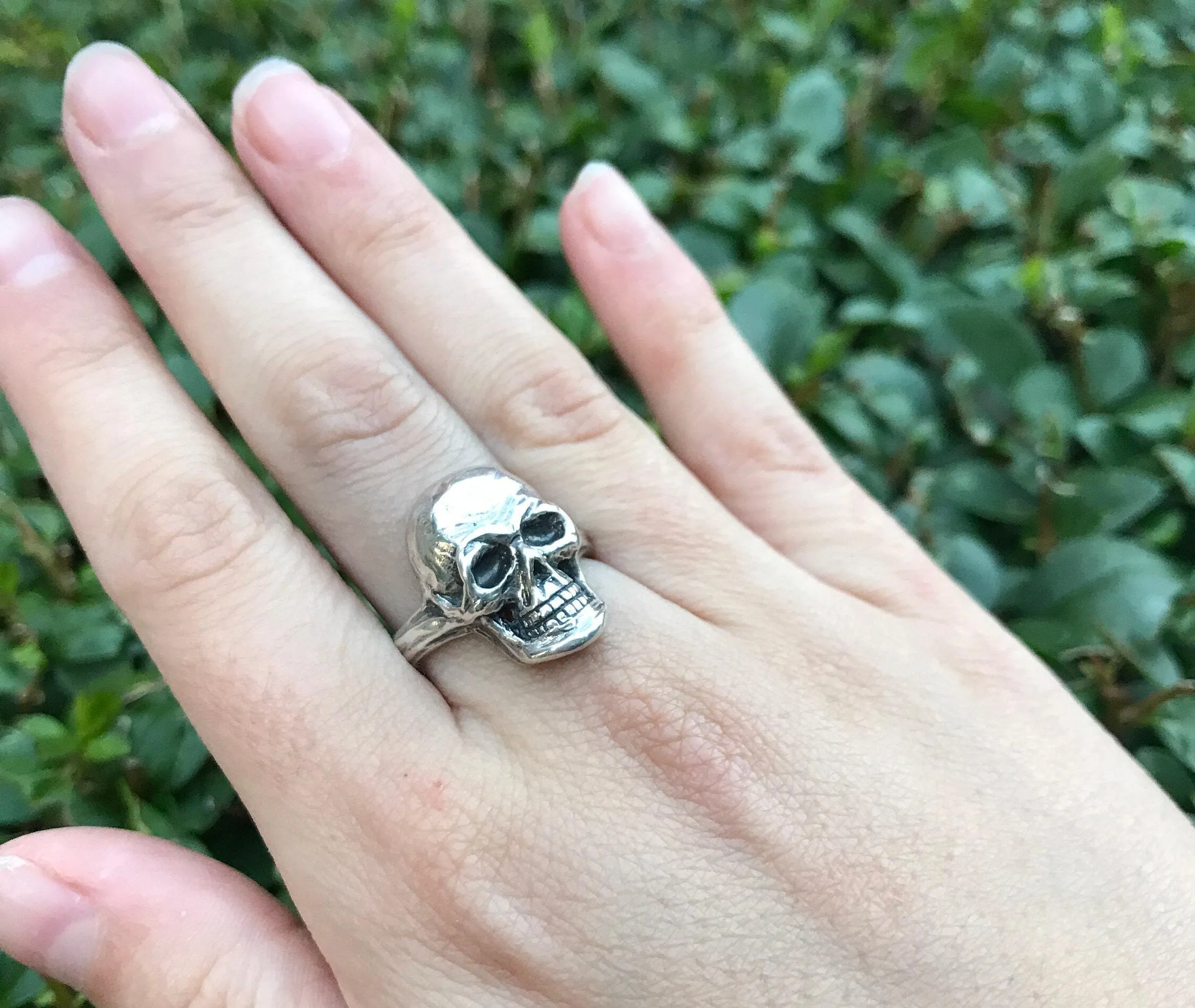 Large Skull Ring - Goth Silver Ring - Silver Skull Ring