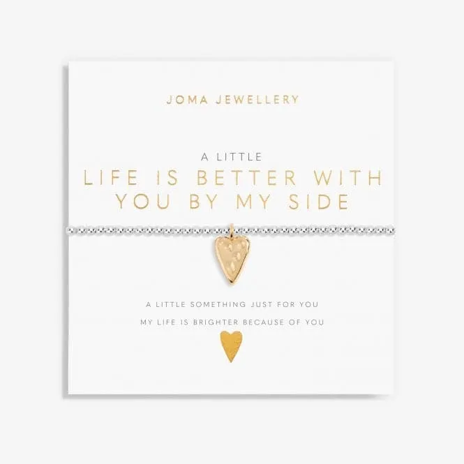 Life Is Better With You By My Side Silver And Gold 17.5cm Stretch Bracelet 6080