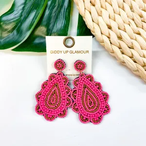 Light Up The Night Seed Bead Teardrop Earrings in Pink