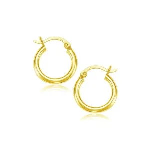 LOVCIA Luxury Classic 10k Yellow Gold Hoop Earrings with Snap Lock in 15mm Diameter