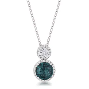LOVCIA Rhodium Plated Blue Green CZ Snowman Pendant in 5 Carat