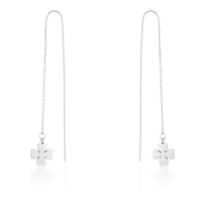 LOVCIA Rhodium-Plated Stainless Steel Clover Drop Earrings by Patricia